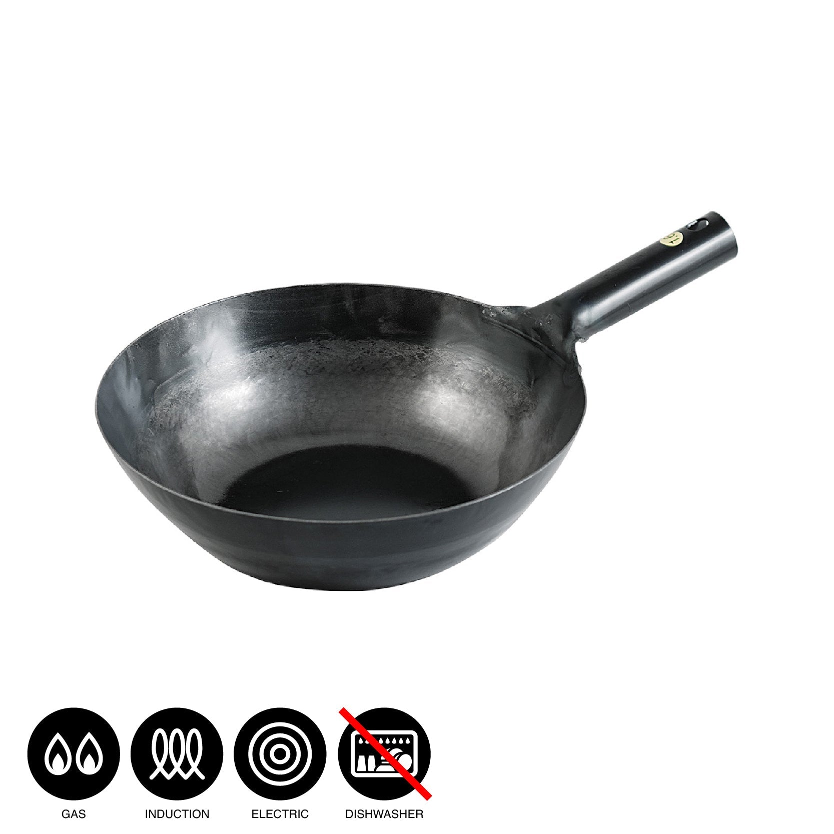 YAMADA Hammered flat bottomed carbon steel wok (thickness 1.6mm)